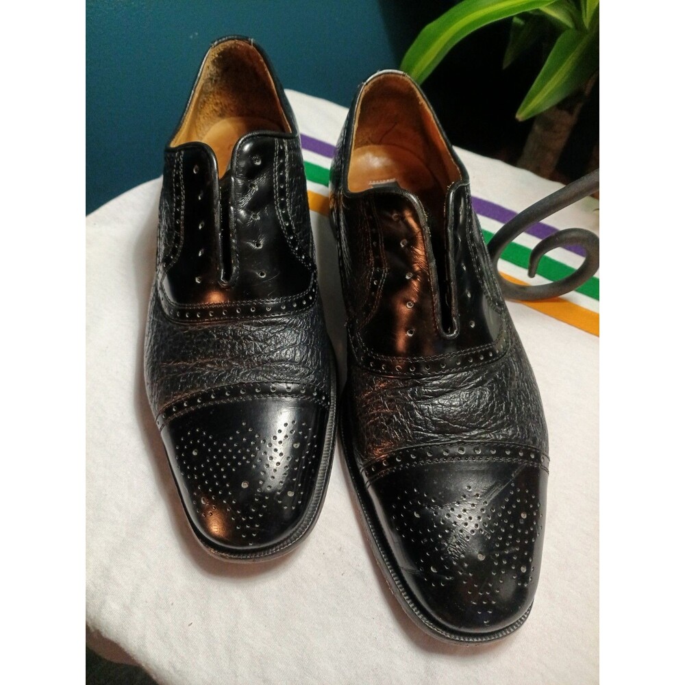 Zelli Black San Martin Pecarry Leather Lace-Up Cordovan shoe - Size 10 1/2